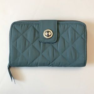 EUC Vera Bradley RFID Turnlock Zip-Around Wallet, microtwill